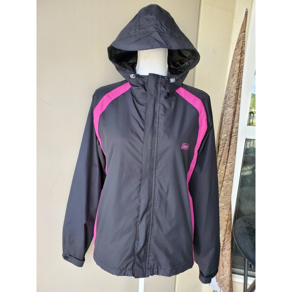 Coleman Jacket Womens S/M Hooded Full Zip Raincoat Lightweight Hiking Outdoor
